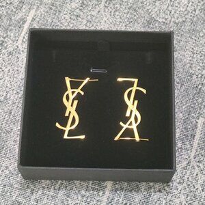 Saint Laurent YSL Gold-Tone Logo Earrings